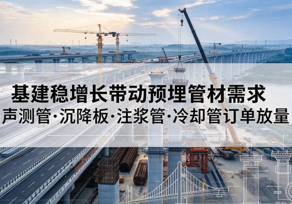 巩义基建稳增长带动预埋监测管材需求，声测管、沉降板、注浆管订单持续放量